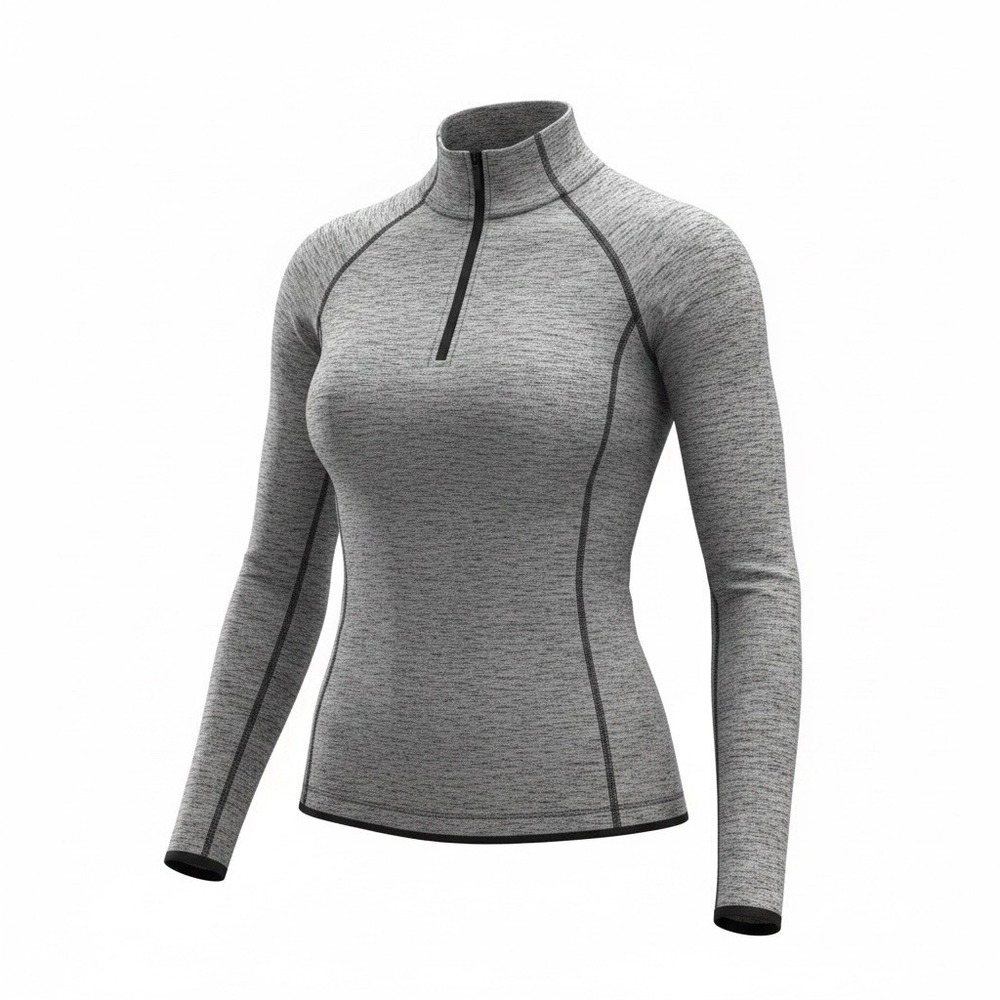Under Armour Run Womens Gray Black Trim 1/2 Zip Pullover Athletic Top Size M